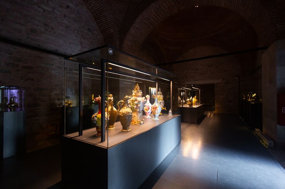 Chinese porcelain collection inside Topkapi Palace museum in Istanbul